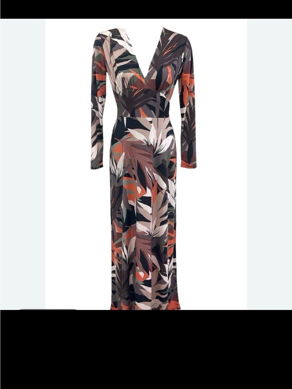 Wrap-Front Maxi Dress in Multi Leaf Print